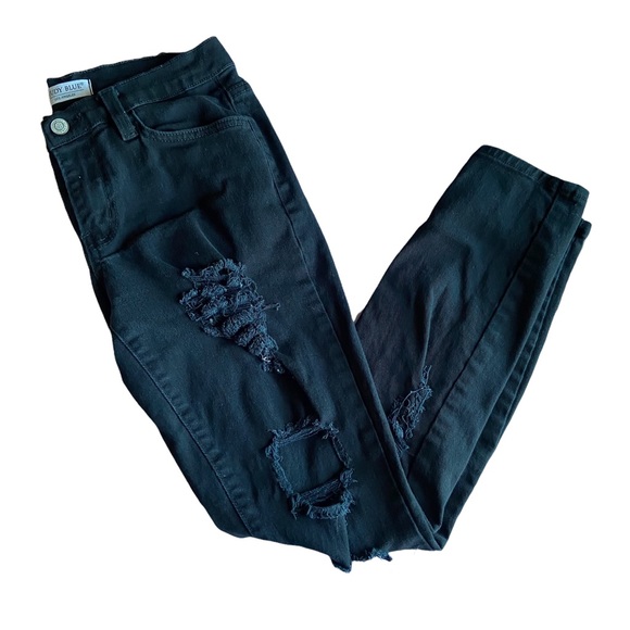 Judy Blue Denim - Judy Blue Distressed Black Skinny Jeans Size 5/27